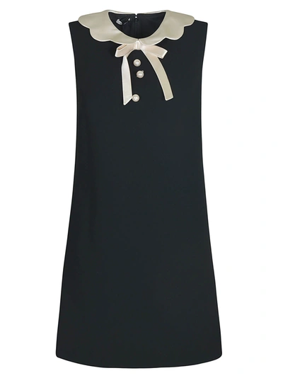 Shop Miu Miu Faille Cady Dress In Black