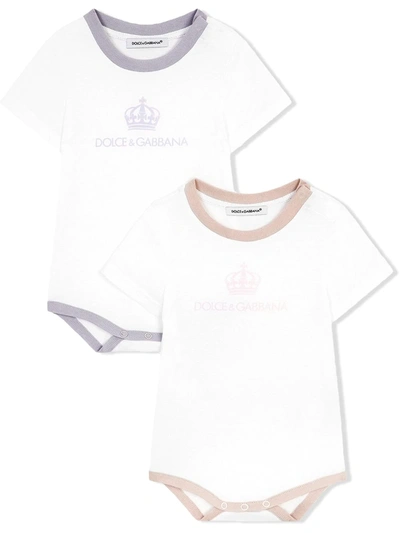Shop Dolce & Gabbana Two-pack Logo-print Babygrows In White