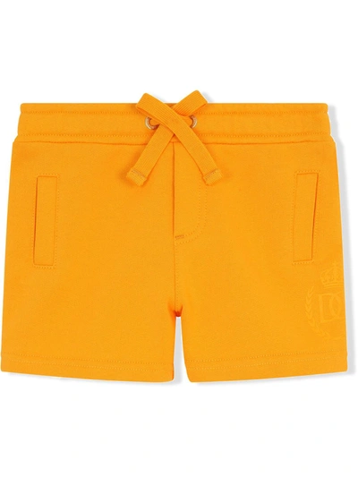 Shop Dolce & Gabbana Drawstring Waist Cotton Shorts In Orange