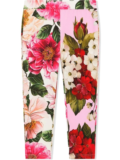 Shop Dolce & Gabbana Floral-print Trousers In Pink