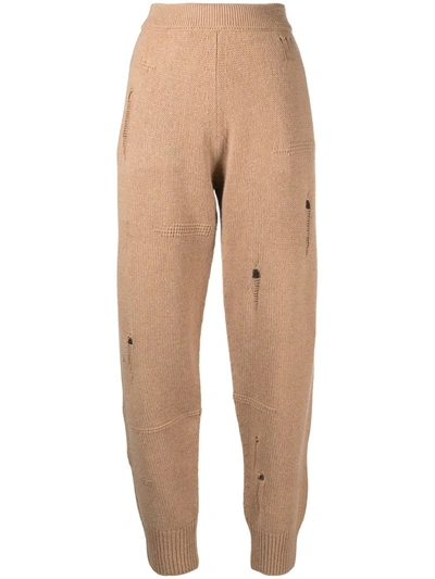 Shop Helmut Lang Distressed Knit Track Pants In Neutrals