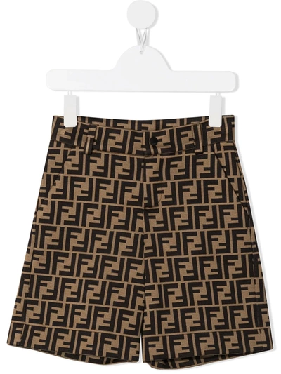 Shop Fendi Ff-motif Shorts In Neutrals