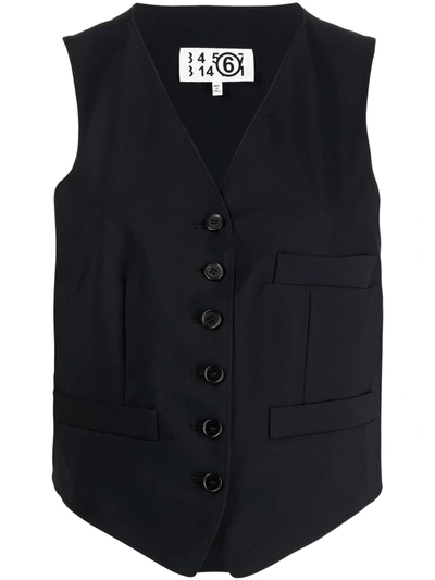 Shop Mm6 Maison Margiela Single-breasted Waistcoat In Black