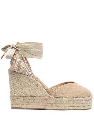 Castaã±er Carina Jute Wedge Espadrilles In Neutrals