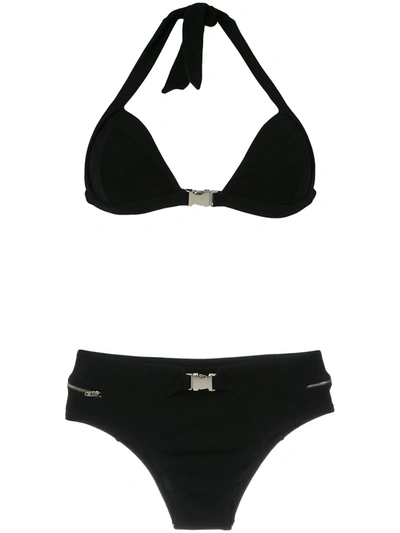 Shop Amir Slama Buckle Detail Bikini Set In Black