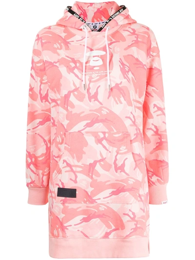 Shop Aape By A Bathing Ape Graphic-print Hooded Short Dress In Pink