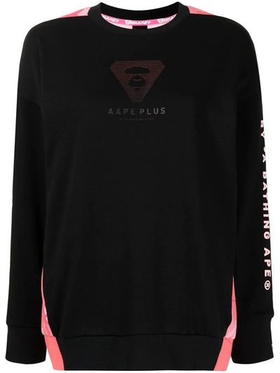 Shop Aape By A Bathing Ape Logo-embossed Two-tone Sweatshirt In Black