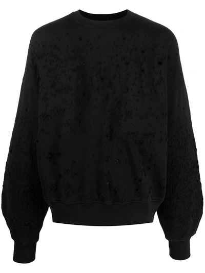 Shop Amiri Destroyed Oversize Sweatshirt In Black
