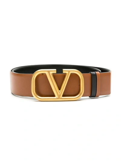 protection graduate Consignment Valentino Garavani Vlogo Reversible Leather Belt In Brown | ModeSens