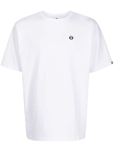 Shop Aape By A Bathing Ape Embroidered Logo Cotton T-shirt In White