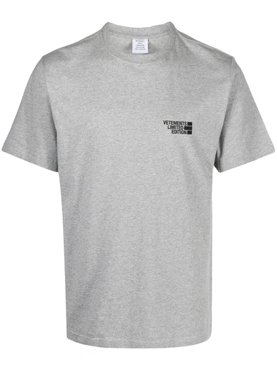 Shop Vetements Logo Print T-shirt In Grey