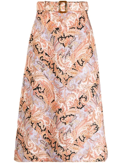 Shop Zimmermann A-line Paisley-print Skirt In Orange