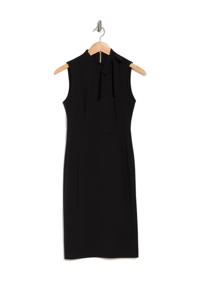 Shop Calvin Klein Tie Neck Sheath Dress In Black
