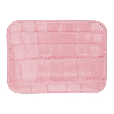 Shop Balenciaga Pink Croc Cash Card Holder In 5660 Pink/b