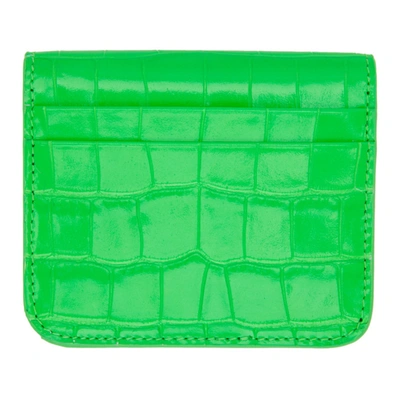 Shop Balenciaga Green Croc Flap Cash Card Holder In 3860 Flugrn