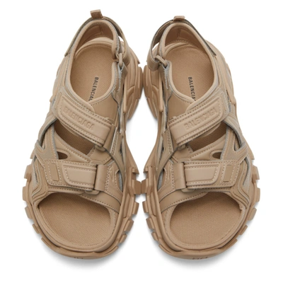 Shop Balenciaga Beige Track Sandals In 9370 Beige
