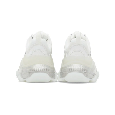Shop Balenciaga White Clear Sole Triple S Sneakers In 9001 White