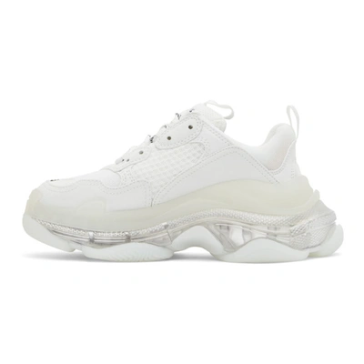 Shop Balenciaga White Clear Sole Triple S Sneakers In 9001 White