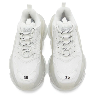 Shop Balenciaga White Clear Sole Triple S Sneakers In 9001 White