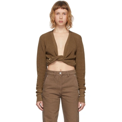 Shop Jacquemus Brown 'le Gilet Noué' Sweater In Dark Beige