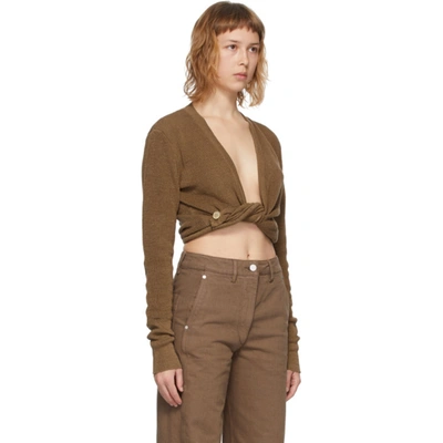 Shop Jacquemus Brown 'le Gilet Noué' Sweater In Dark Beige