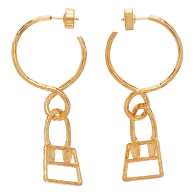 Shop Jacquemus Gold 'les Creoles Chiquita' Earrings In Raw Gold