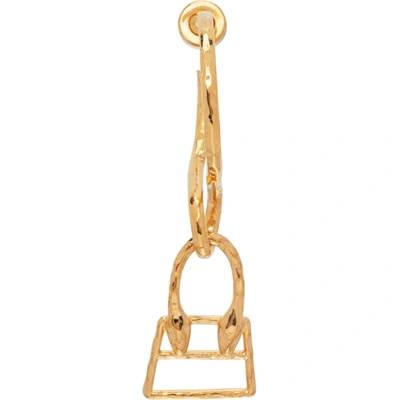 Shop Jacquemus Gold 'les Creoles Chiquita' Earrings In Raw Gold