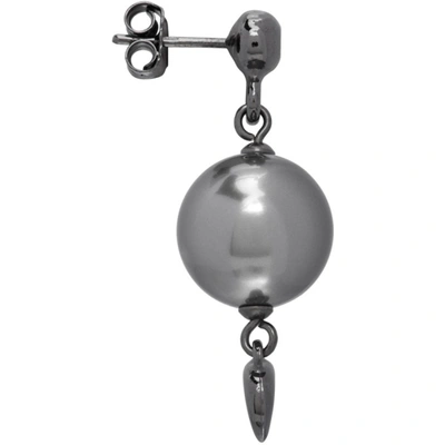 Shop Marine Serre Gunmetal Hanging Moon Bead Earrings In 00 Black