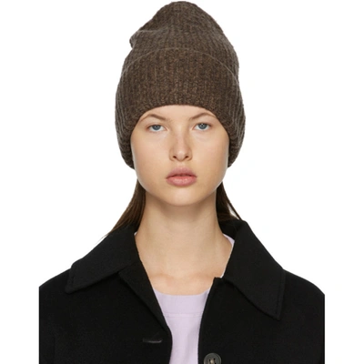 Shop Acne Studios Tan Rib Knit Beanie In Adu Mink