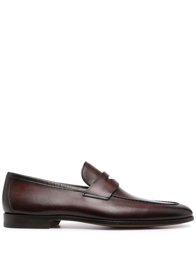 Shop Magnanni Leather Penny Loafers In Brown