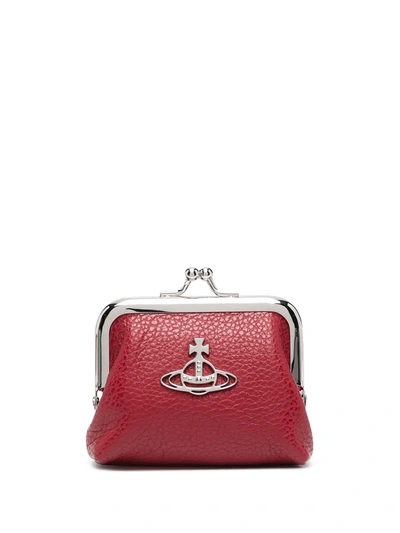 Shop Vivienne Westwood Orb-plaque Leather Coin Purse In Red