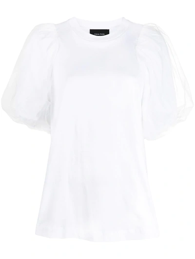 Shop Simone Rocha Puff-sleeve Crew-neck T-shirt In White
