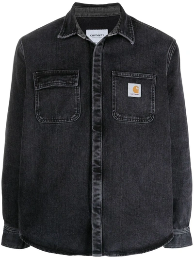 Shop Carhartt Patch-pocket Organic Cotton Denim Jacket In Black