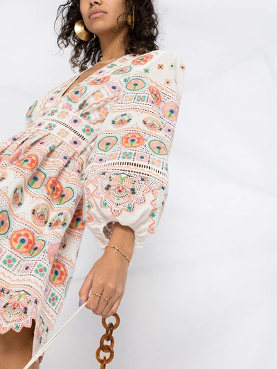 Shop Zimmermann Cotton Blend Printed Mini Dress In Multicolor