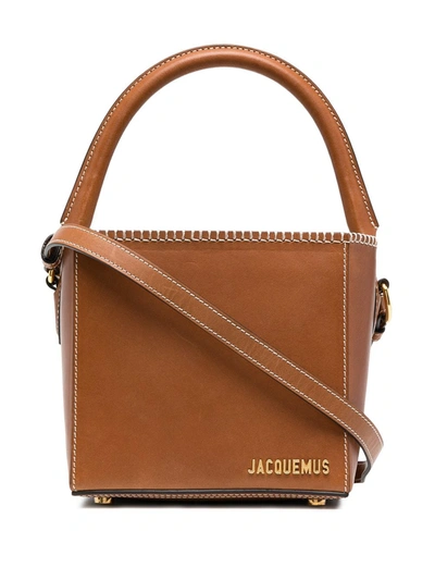 Shop Jacquemus Le Seau Carre Leather Satchel In Brown