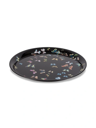 Shop Fornasetti Butterfly Printed Tray In Black