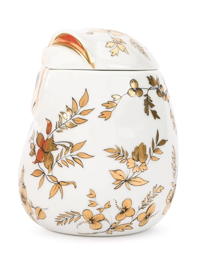 Fornasetti Jar Civetta Fiorata Floral Owl In White