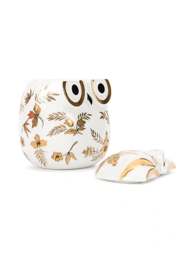 Shop Fornasetti Floral Owl Jar In White