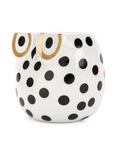 Shop Fornasetti Civetta Impallinata Porcelain Jar (12cm) In White ,black