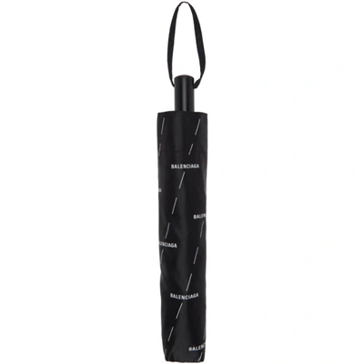 Shop Balenciaga Black Allover Logo Umbrella In 1077 Black/