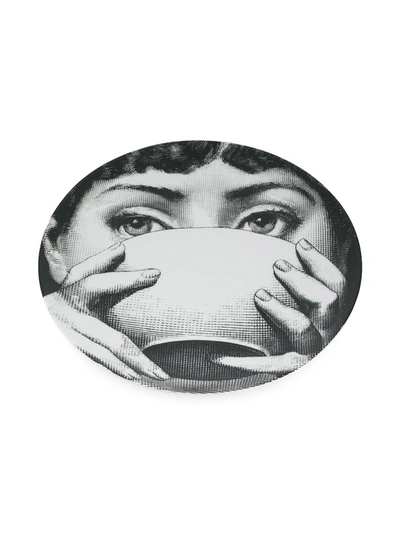 Shop Fornasetti Tea Cup Print Plate In Black