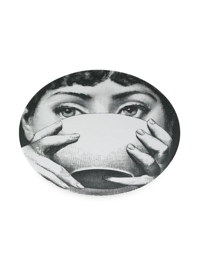 Fornasetti Tea Cup Print Plate In Black