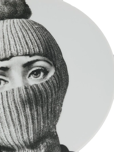 Fornasetti Balaclava Woman Print Plate In Black ,white