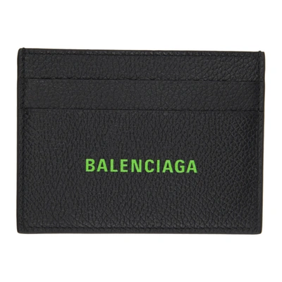 Shop Balenciaga Black & Green Cash Card Holder In 1063 Black/