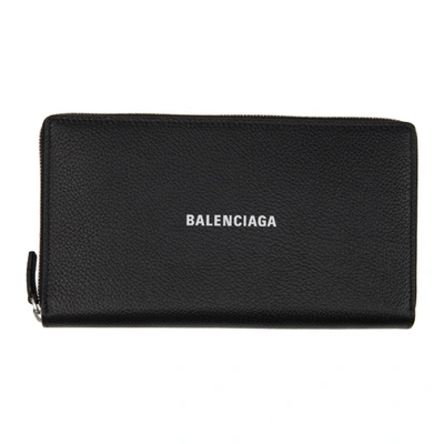 Shop Balenciaga Black Cash Continental Wallet In 1090 Black/