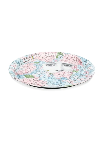 Shop Fornasetti Ortensia Floral Tray In Blue
