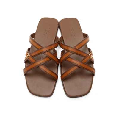 Shop Gucci Brown Gg Quentin Sandals In 2861 Noccio