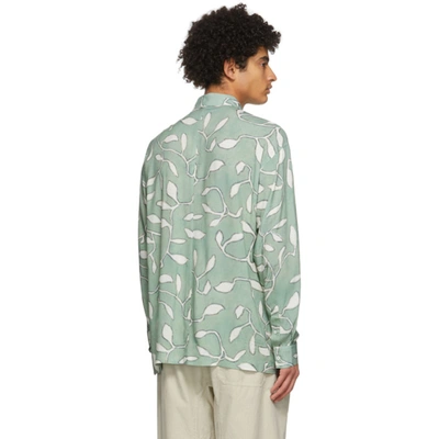 Shop Jacquemus Green 'la Chemise Baou' Shirt In Print Green Leaves