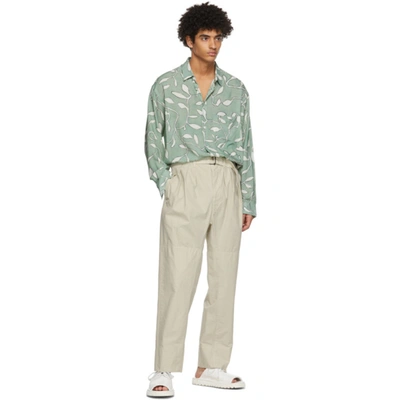 Shop Jacquemus Green 'la Chemise Baou' Shirt In Print Green Leaves