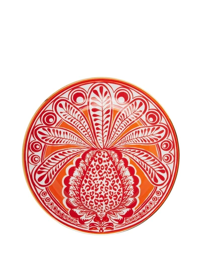 Shop La Doublej Pineapple-print Porcelain Desert Plates (set Of 6) In Pink